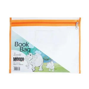 Meeco A4 Book Bag Clear Pvc With Zip Orange