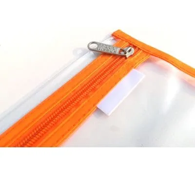 Meeco A4 Book Bag Clear Pvc With Zip Orange