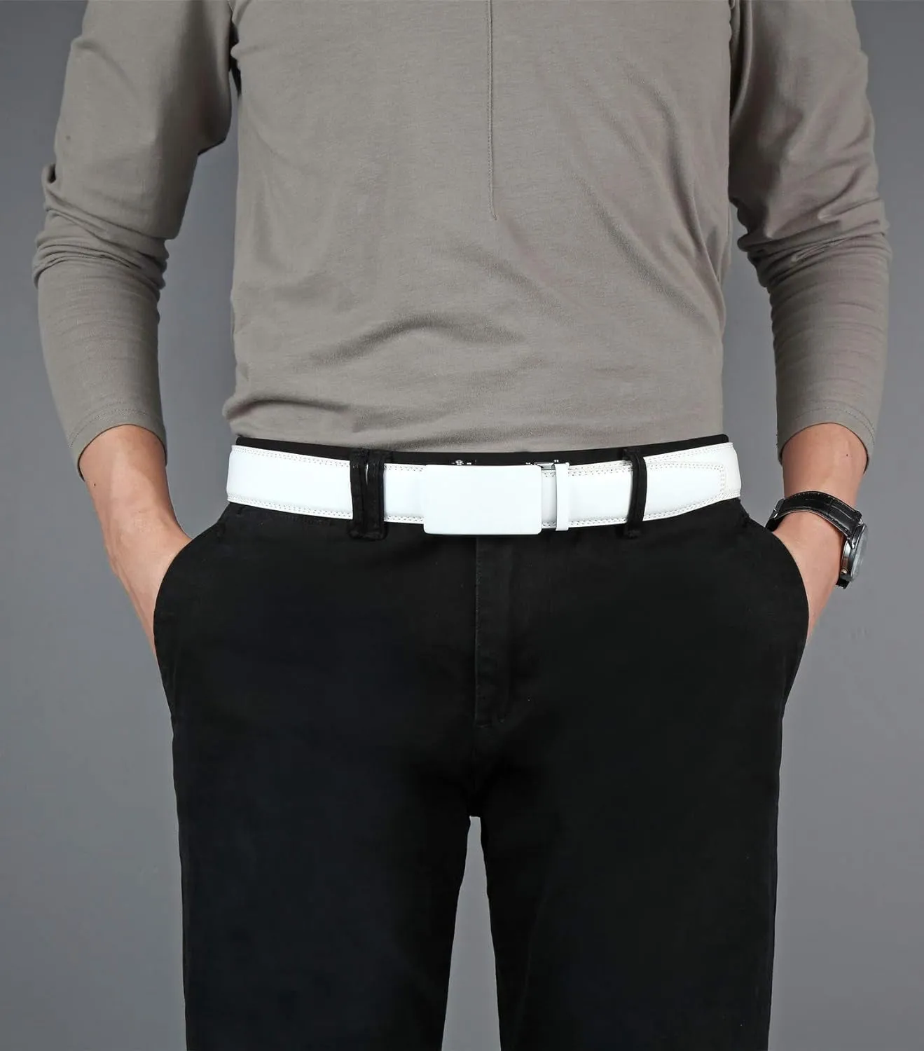 Men's Belt, Ratchet Dress Belt with Automatic Buckle