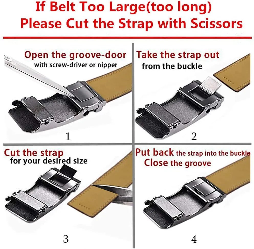 Men's Belt, Ratchet Dress Belt with Automatic Buckle