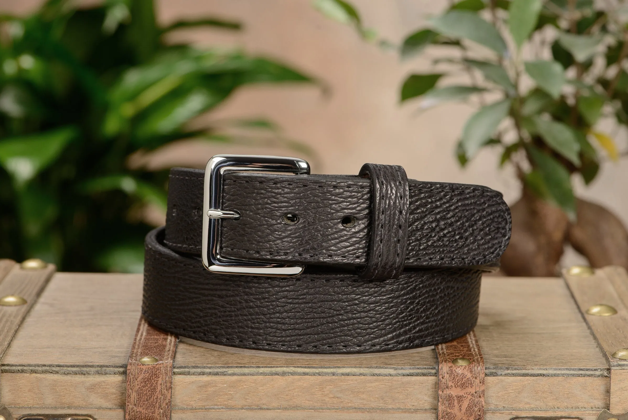 Men's Black Shark Leather Belt