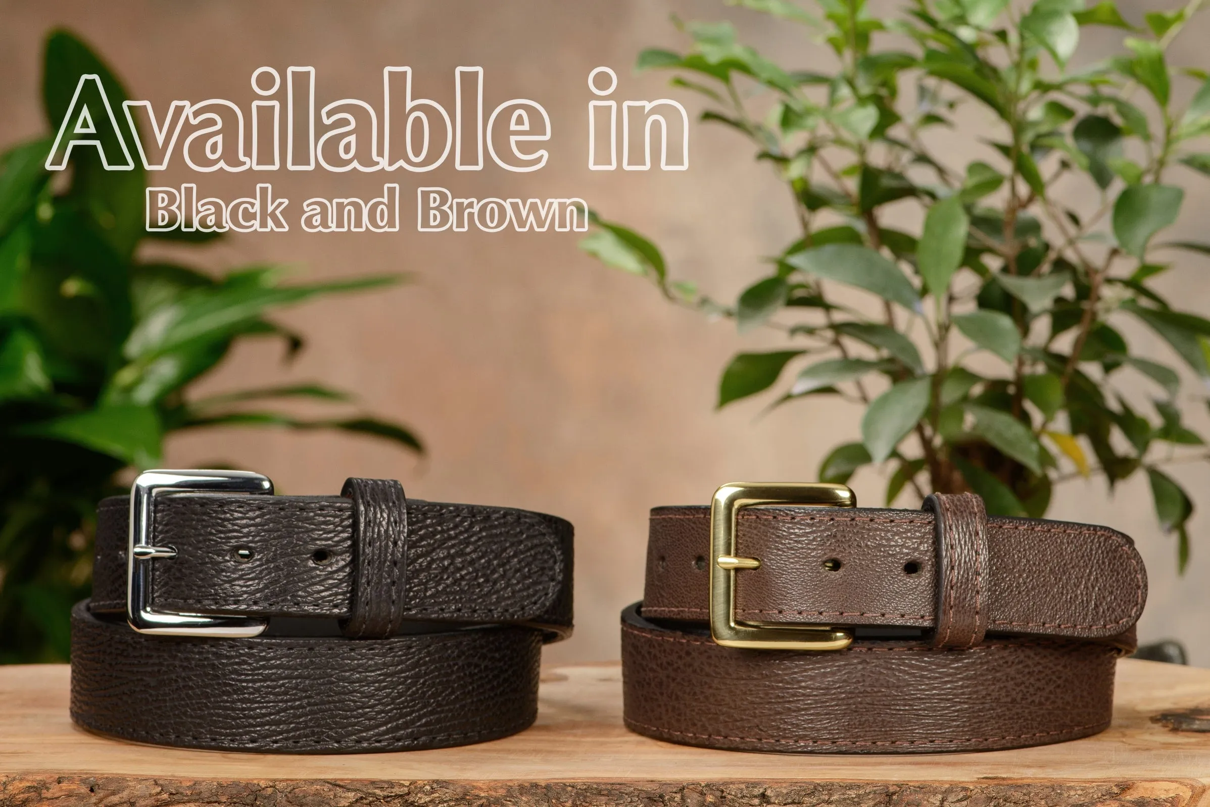 Men's Black Shark Leather Belt