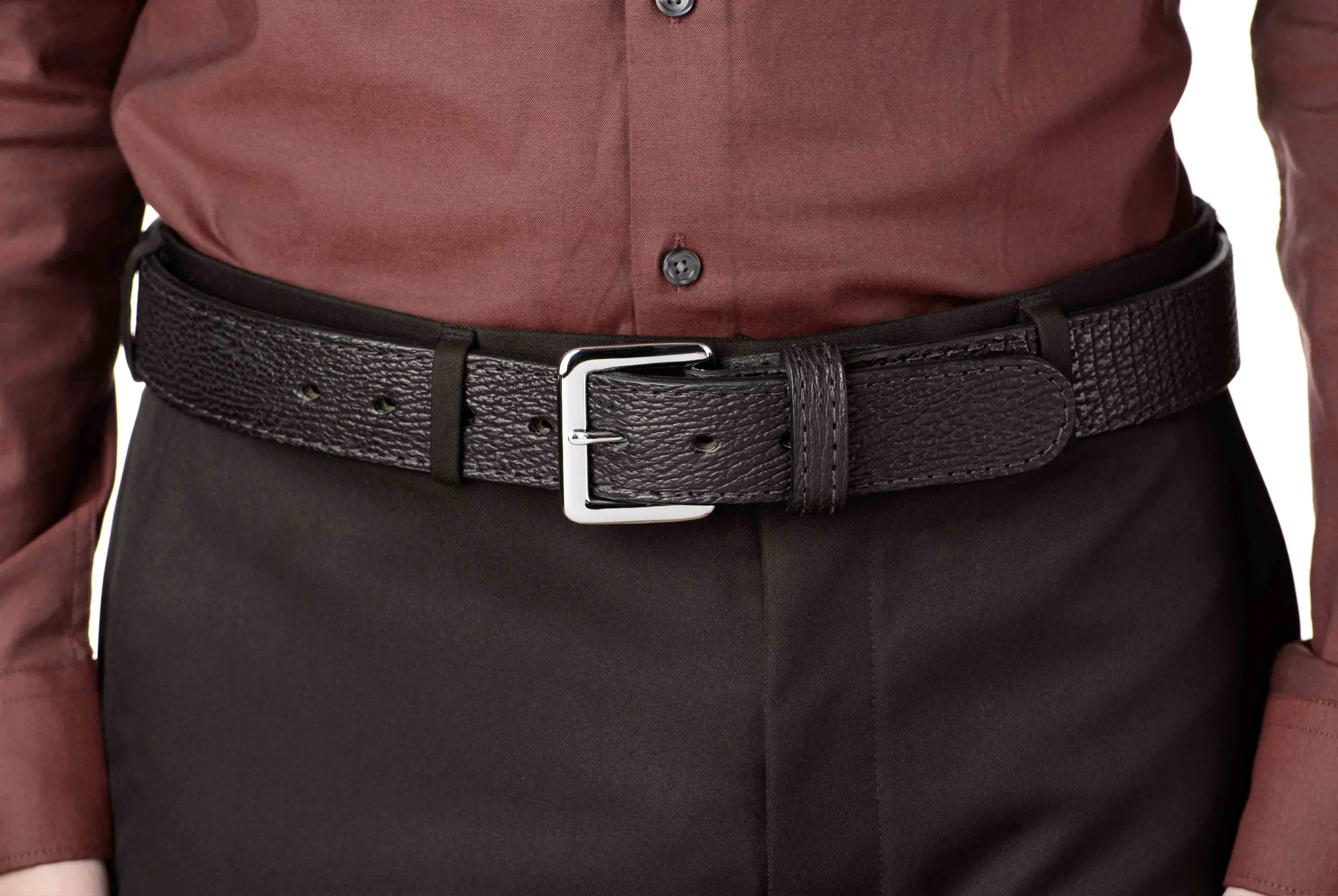 Men's Black Shark Leather Belt