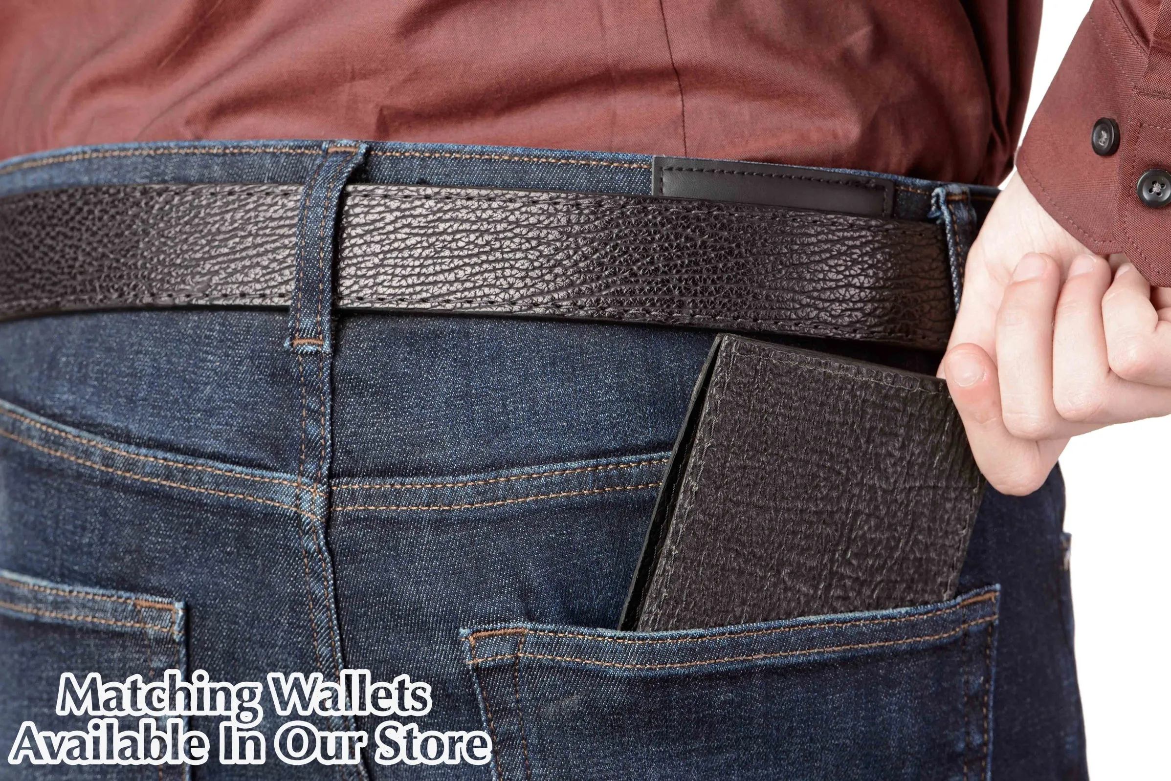 Men's Black Shark Leather Belt