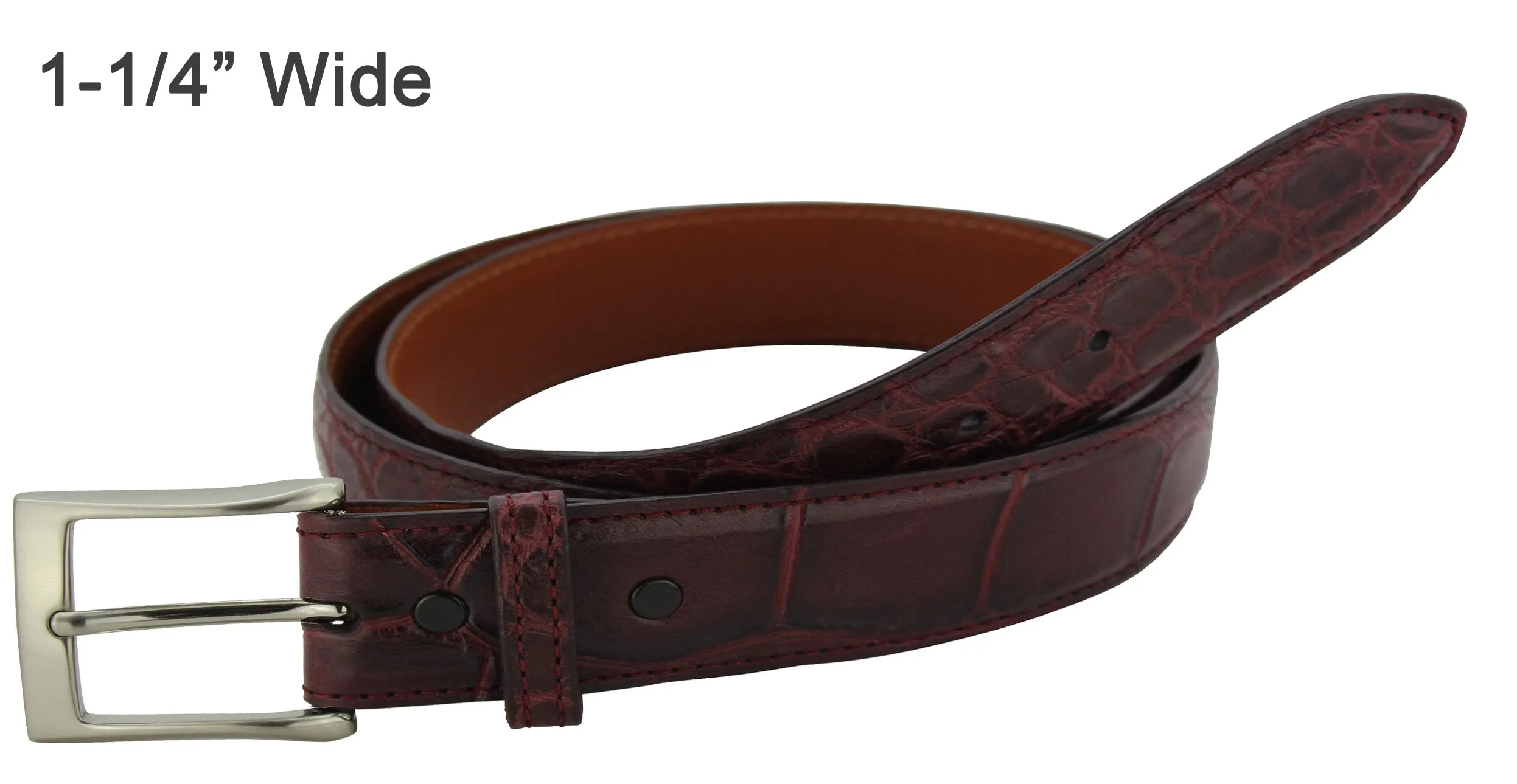 Men's Burgundy American Alligator Designer Full Grain Leather Belt **Made To Order Allow 5 To 6 Weeks To Ship