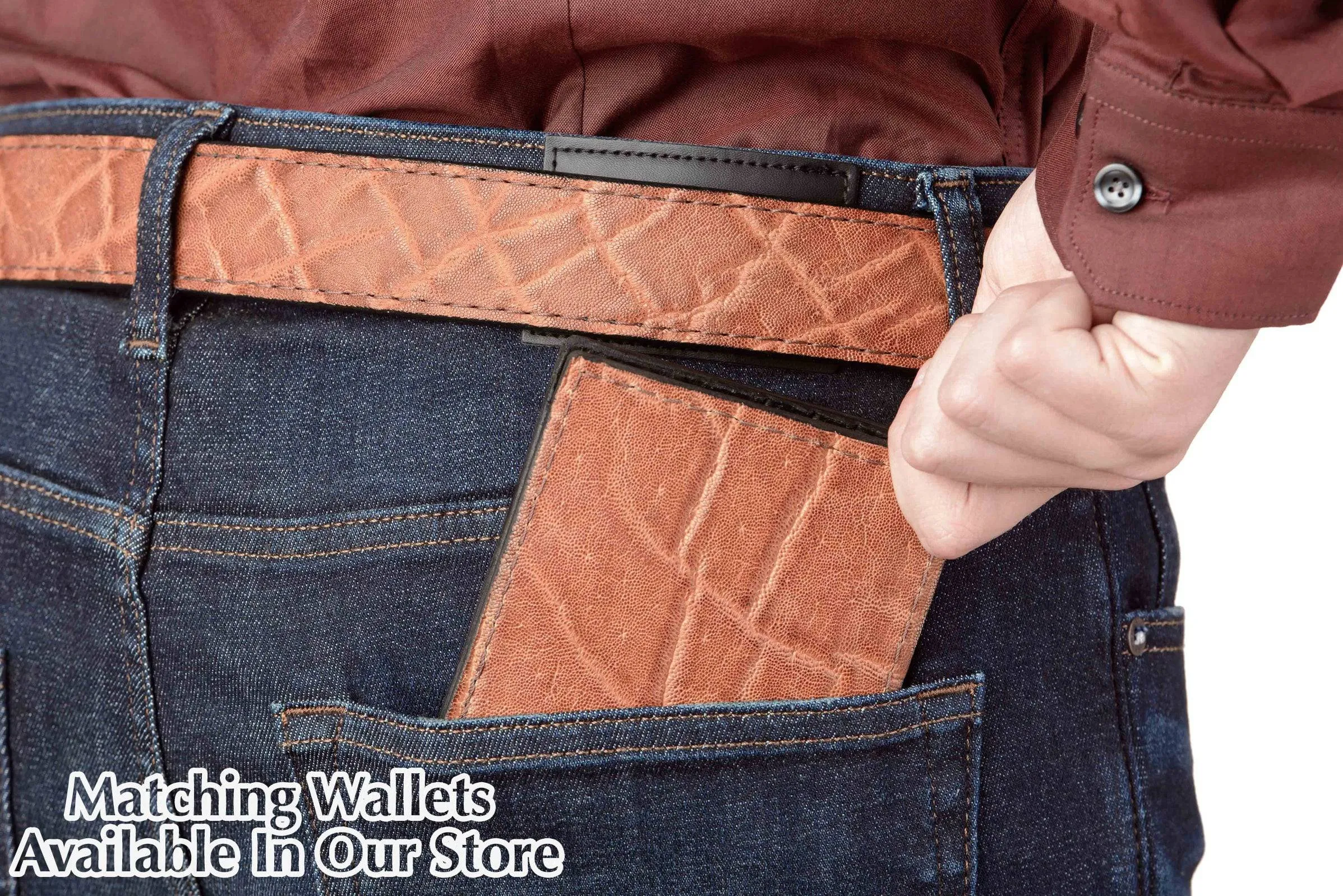 Men's Caramel Brown Elephant Max Thickness Gun Belt