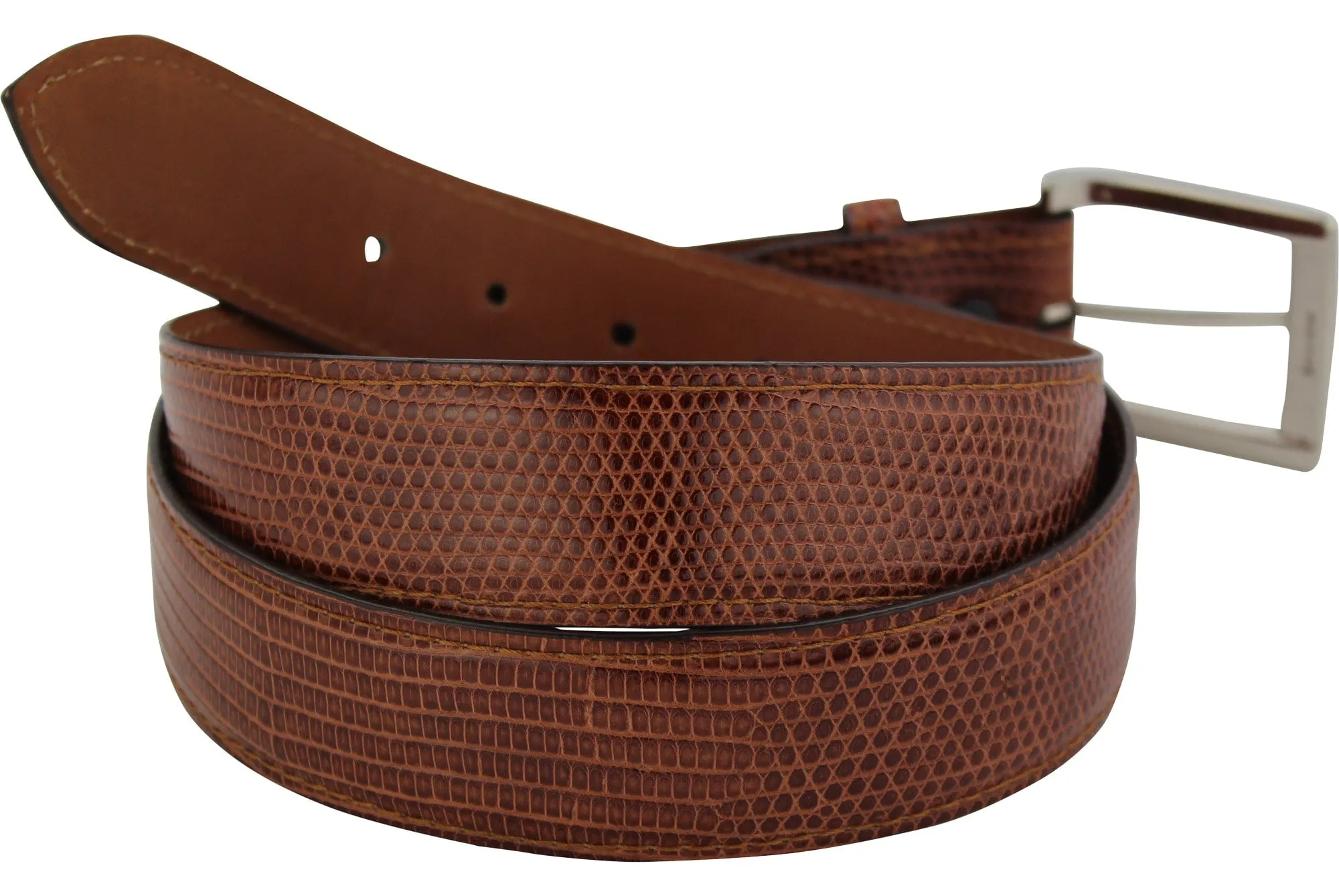 Men's Cognac Lizard Skin Designer Full Grain Leather Belt **Made To Order Allow 5 To 6 Weeks To Ship