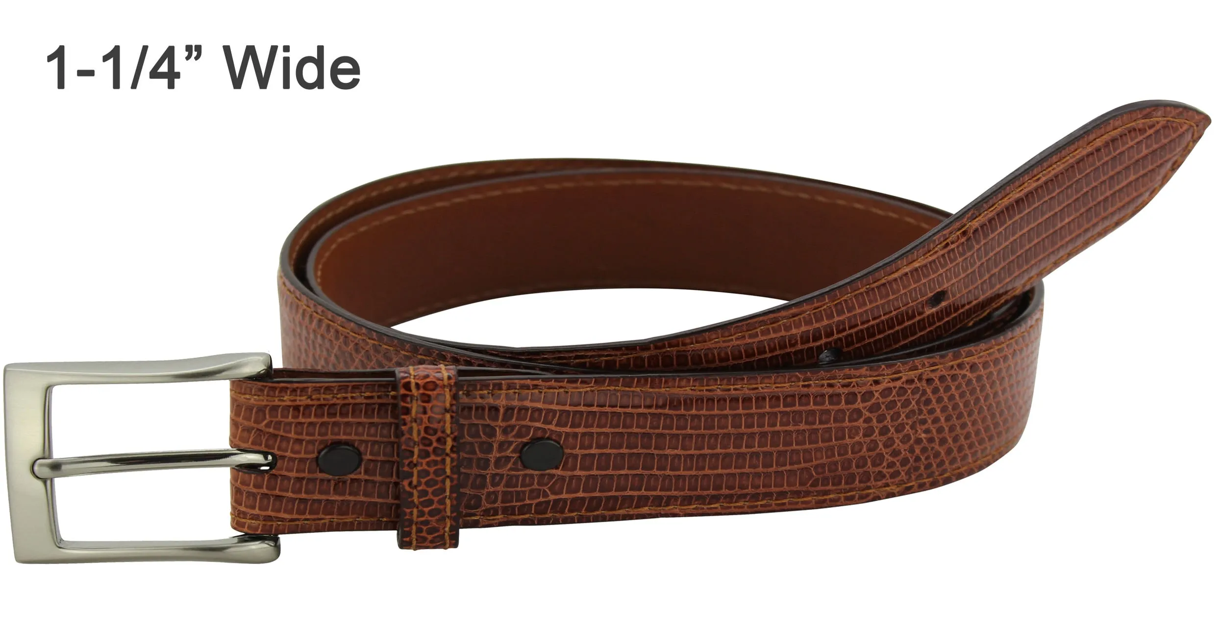 Men's Cognac Lizard Skin Designer Full Grain Leather Belt **Made To Order Allow 5 To 6 Weeks To Ship