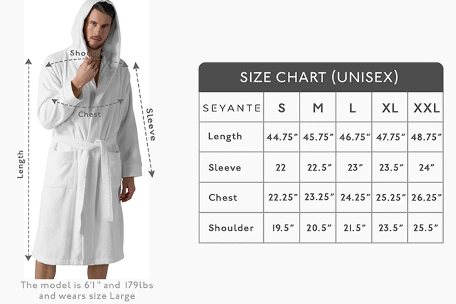 Men's Gray Turkish Cotton Hooded Terry Bathrobe