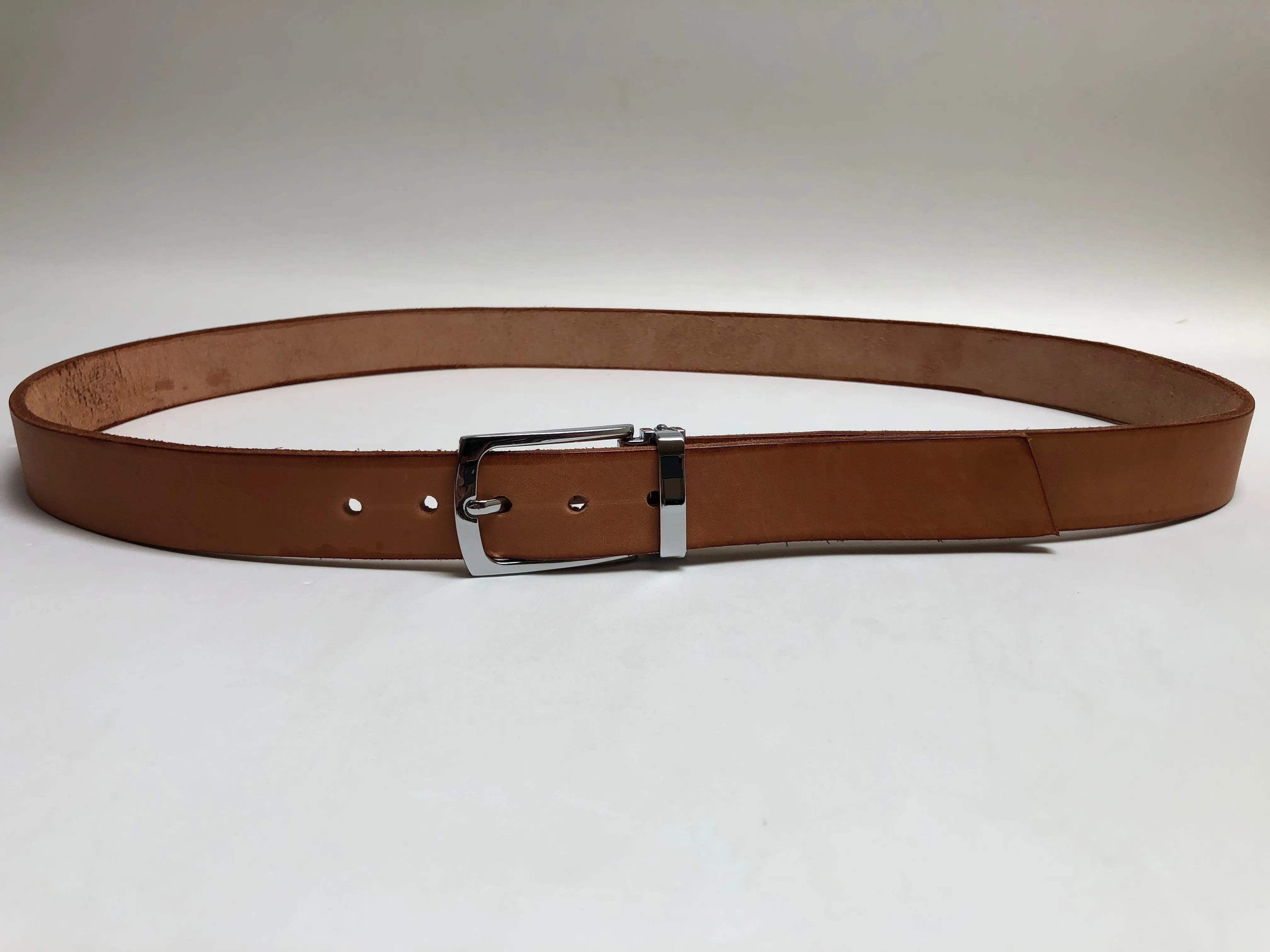 Men's Natural Leather Belt with Silver Tone Buckle 40Z3