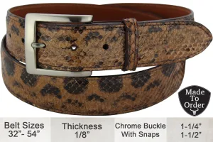 Men's Sand Anaconda Snake Skin Designer Full Grain Leather Belt **Made To Order Allow 5 To 6 Weeks To Ship