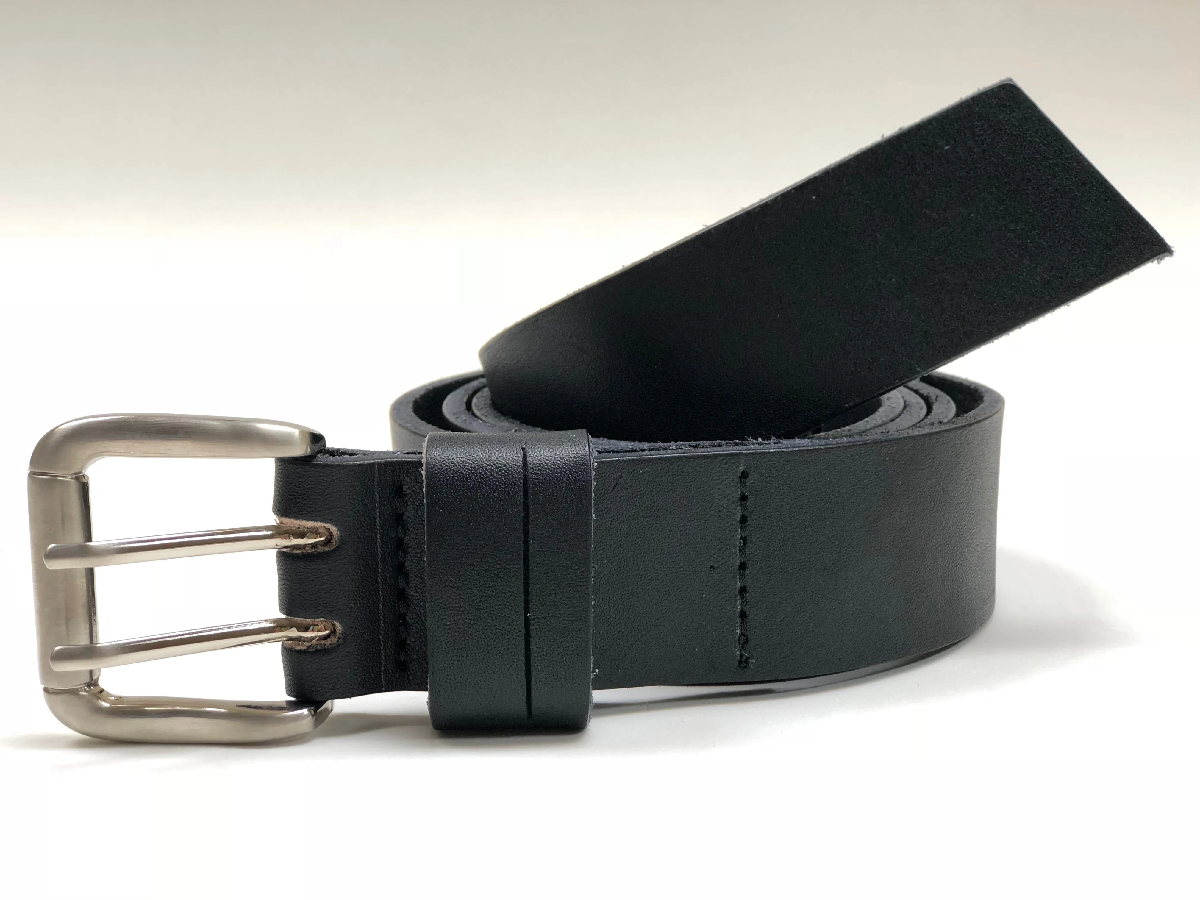 Men’s smooth black leather belt SKU#42C2