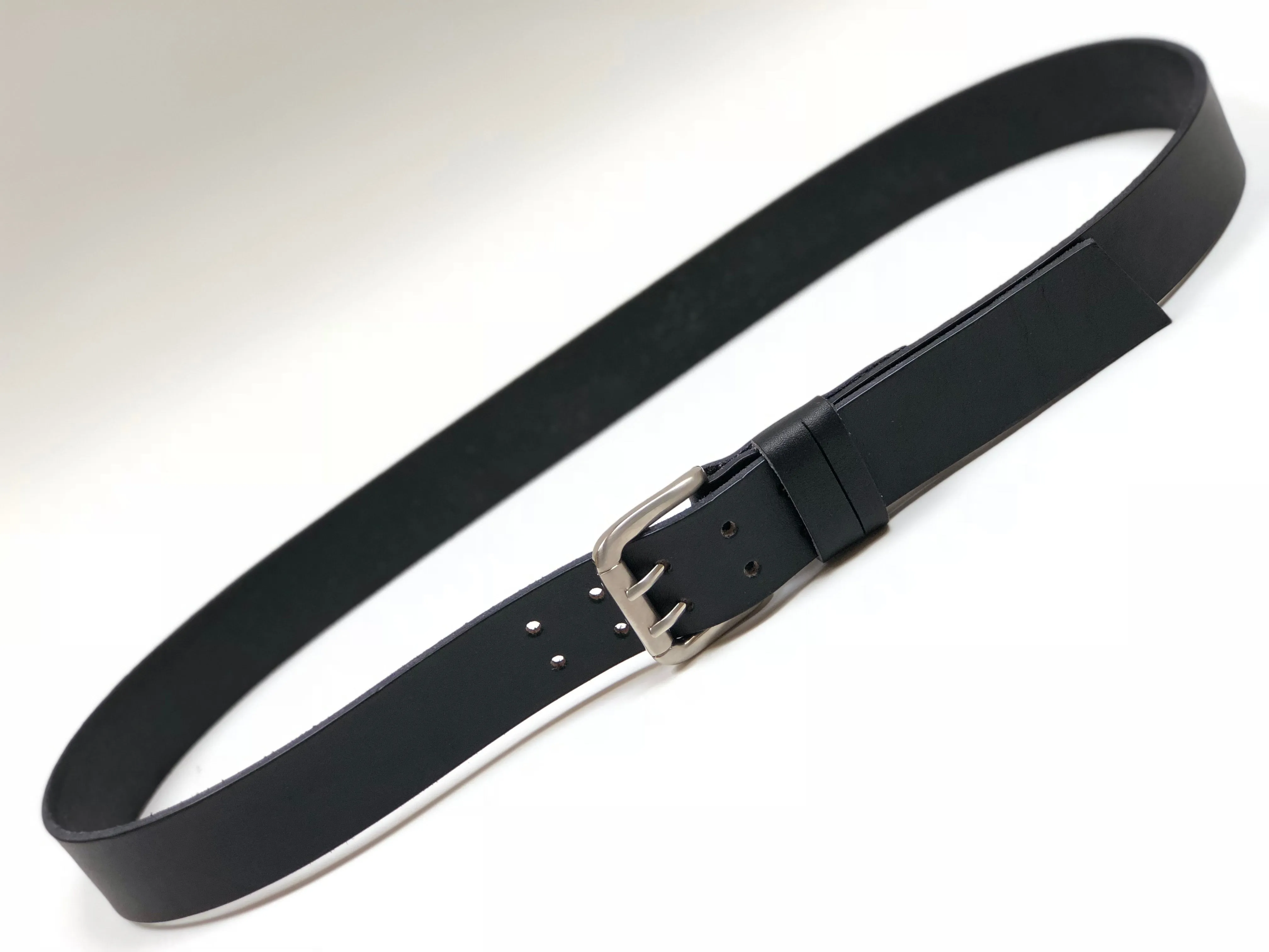 Men’s smooth black leather belt SKU#42C2