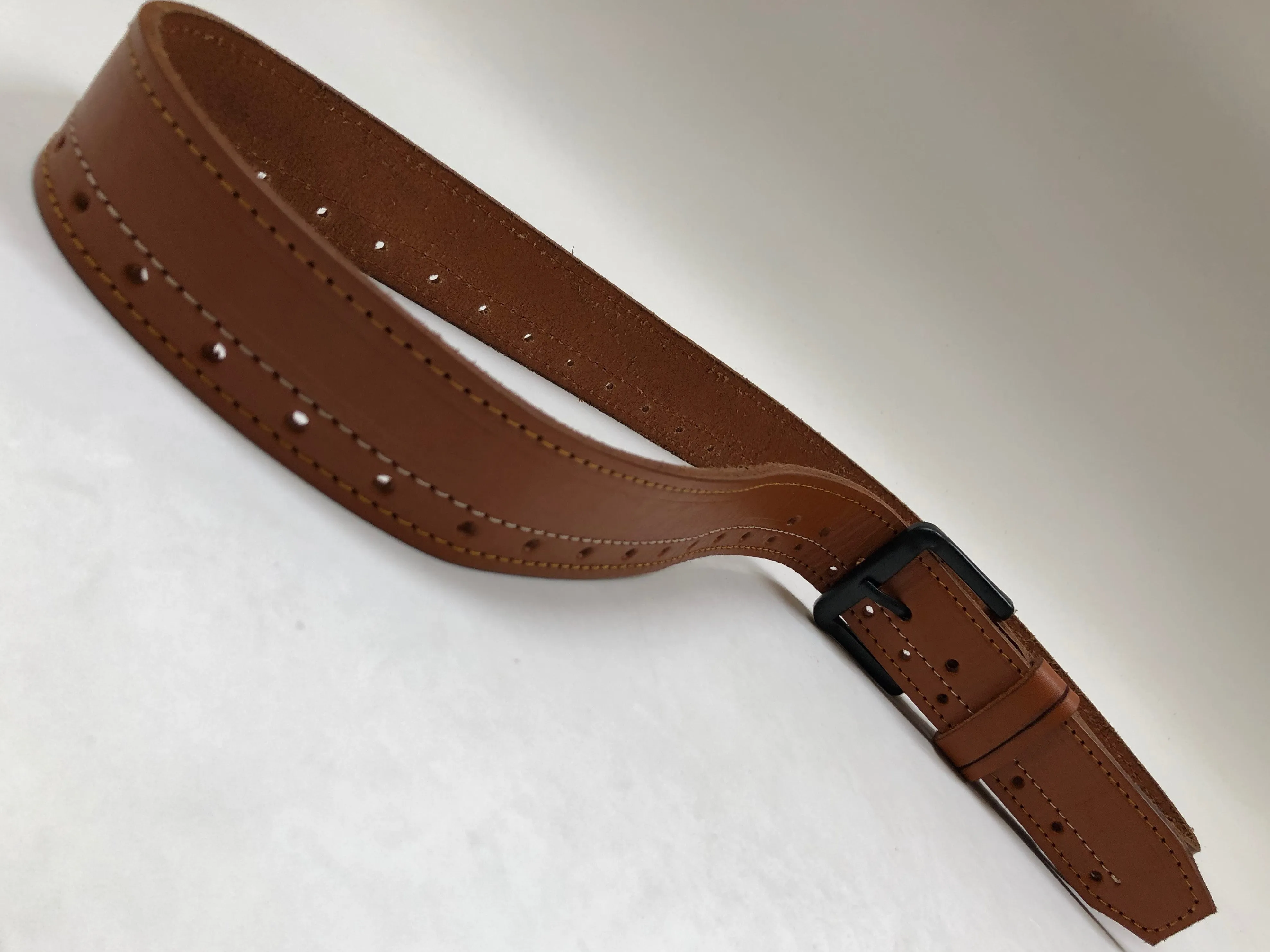 Men's Tan Leather Belt with Black Buckle 38A12