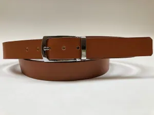 Men's Tan Leather Belt with Silver Tone Buckle 42Z6