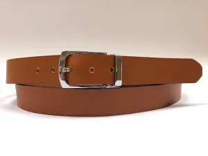 Men's Tan Leather Belt with Silver Tone Buckle 44Z2