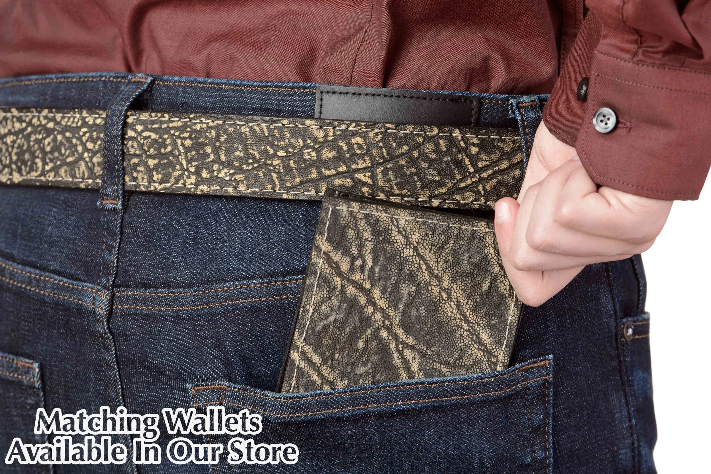 Men's Tree Bark Elephant Max Thickness Gun Leather Belt
