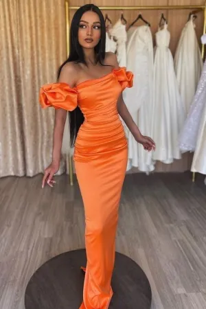 Mermaid Asymmetrical Bubble sleeves Floor-length Backless Prom Dress