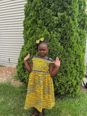 Mide off shoulder Yellow Girl Dress