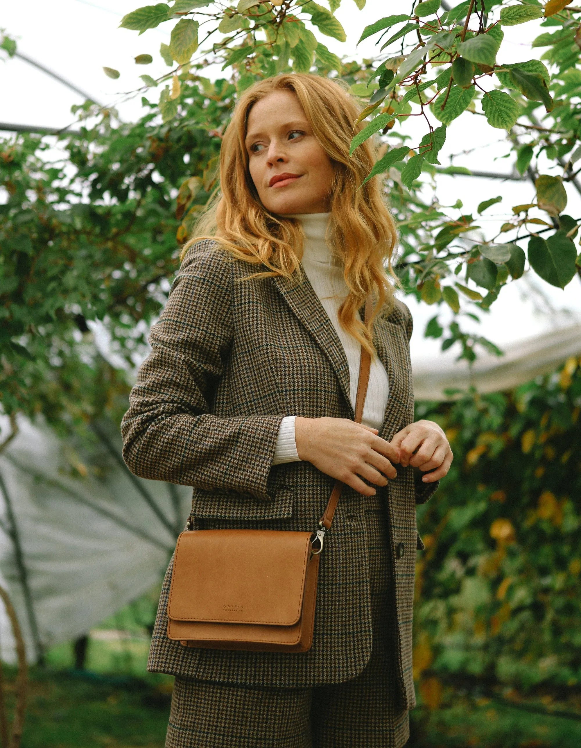 Mini Audrey Apple Leather Vegan Crossbody | Brown