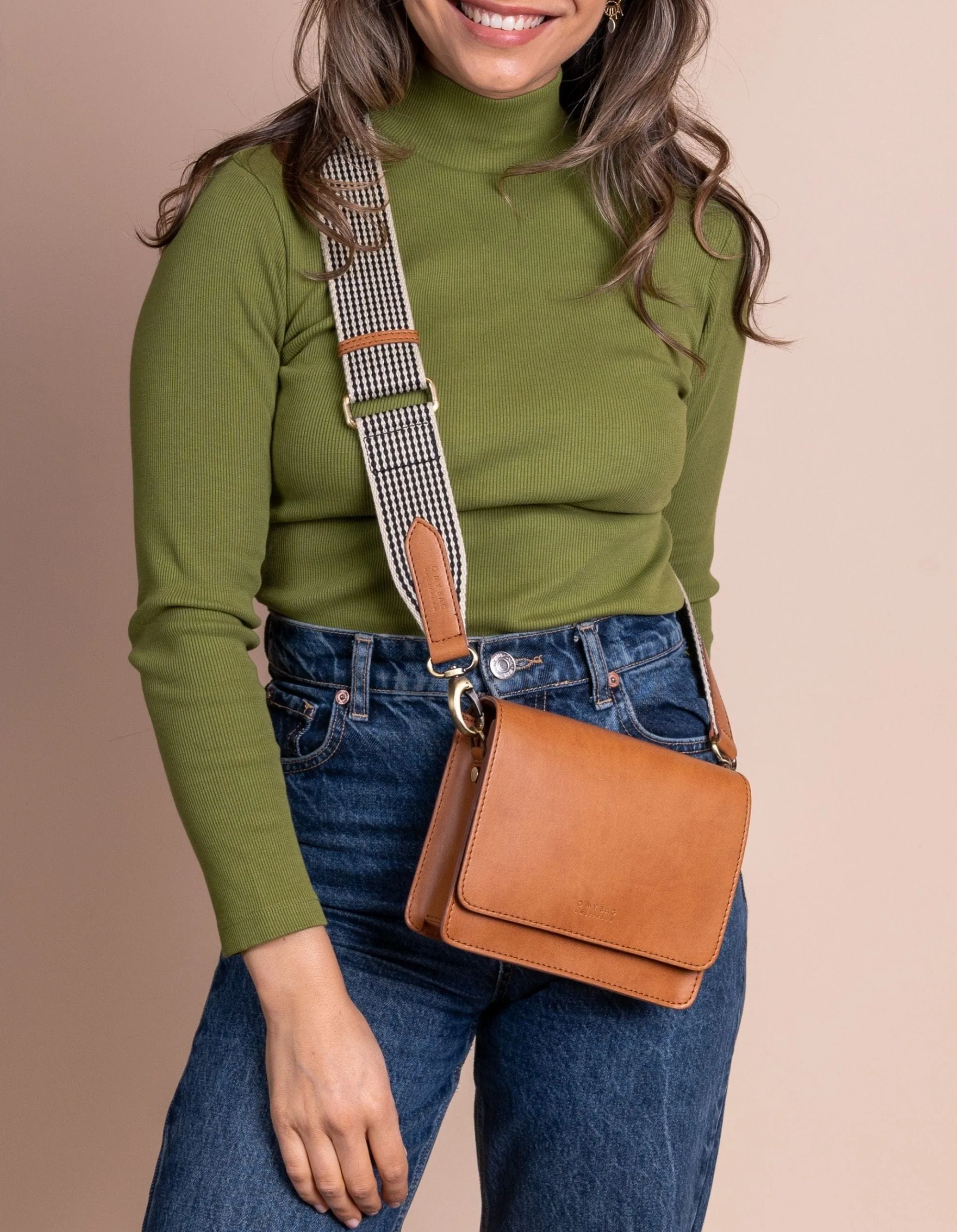 Mini Audrey Apple Leather Vegan Crossbody | Brown