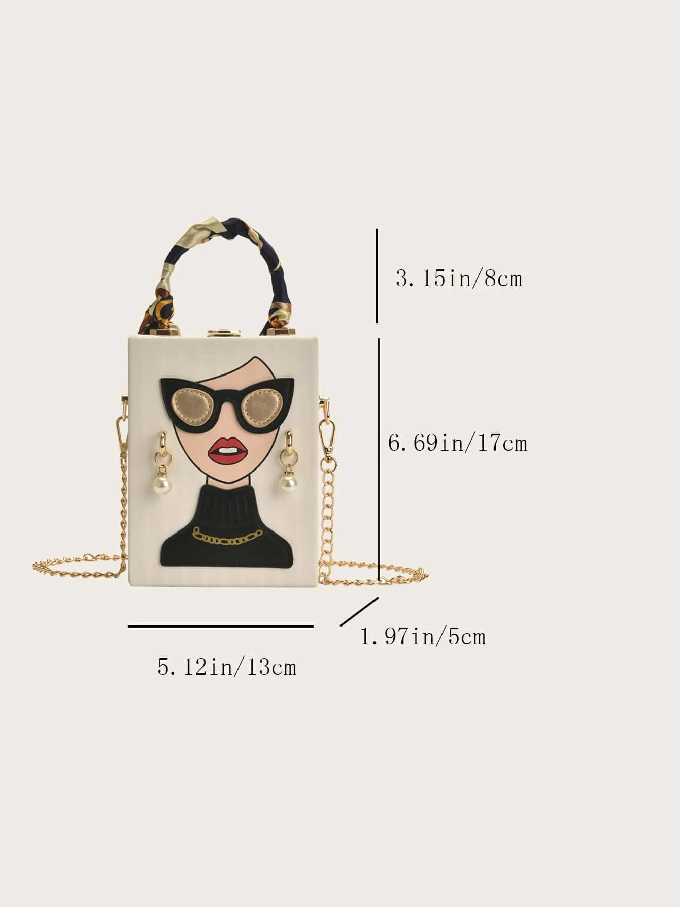 Mini Cartoon Figure Graphic Box Bag - White
