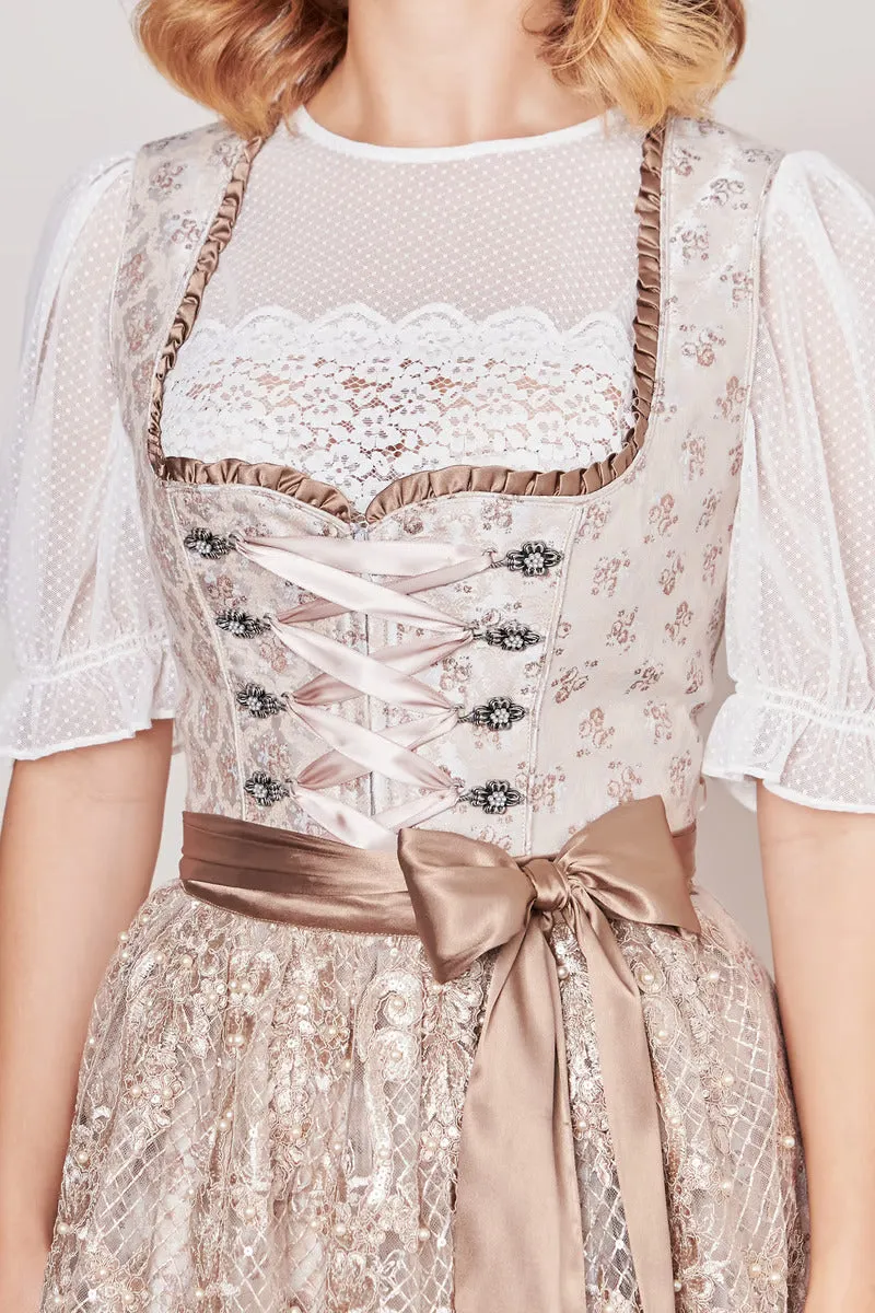 Mini Dirndl 2pcs. 50cm "Kalinda" beige (36,40)