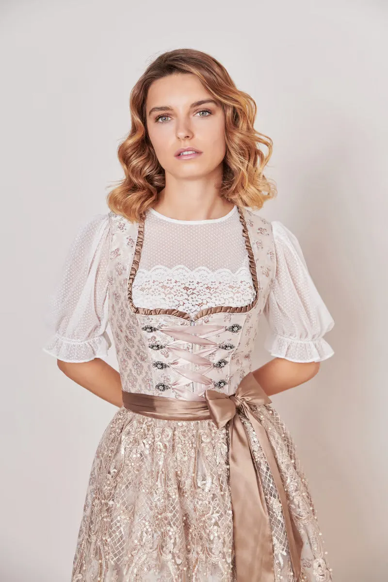 Mini Dirndl 2pcs. 50cm "Kalinda" beige (36,40)
