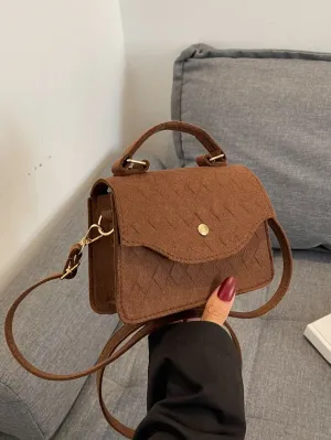 Mini Geometric Embossed Metal Decor Square Bag - Brown