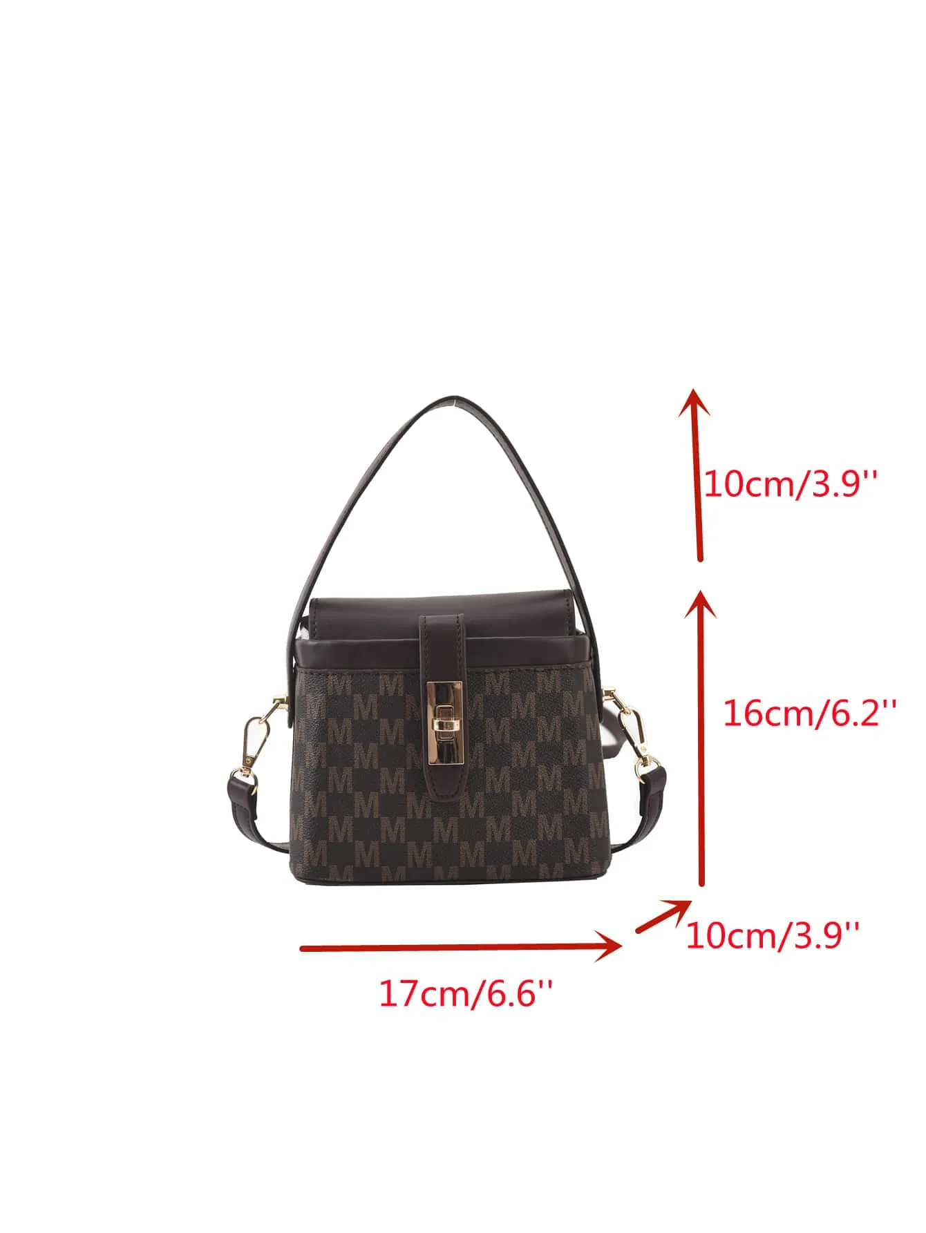 Mini Letter Graphic Twist Lock Square Bag - Brown- FD ⚡