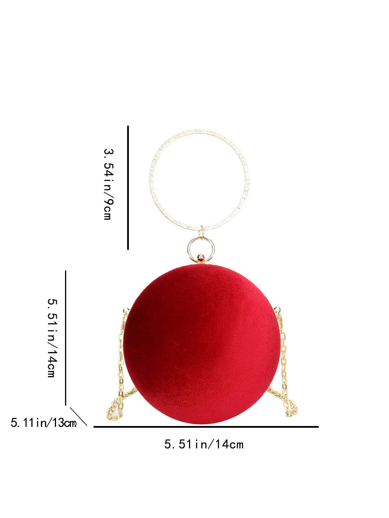 Mini Neon Red Ring Handle Design Chain Circle Bag - Red