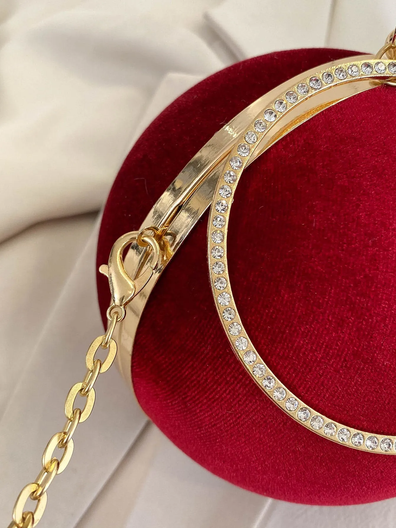Mini Neon Red Ring Handle Design Chain Circle Bag - Red