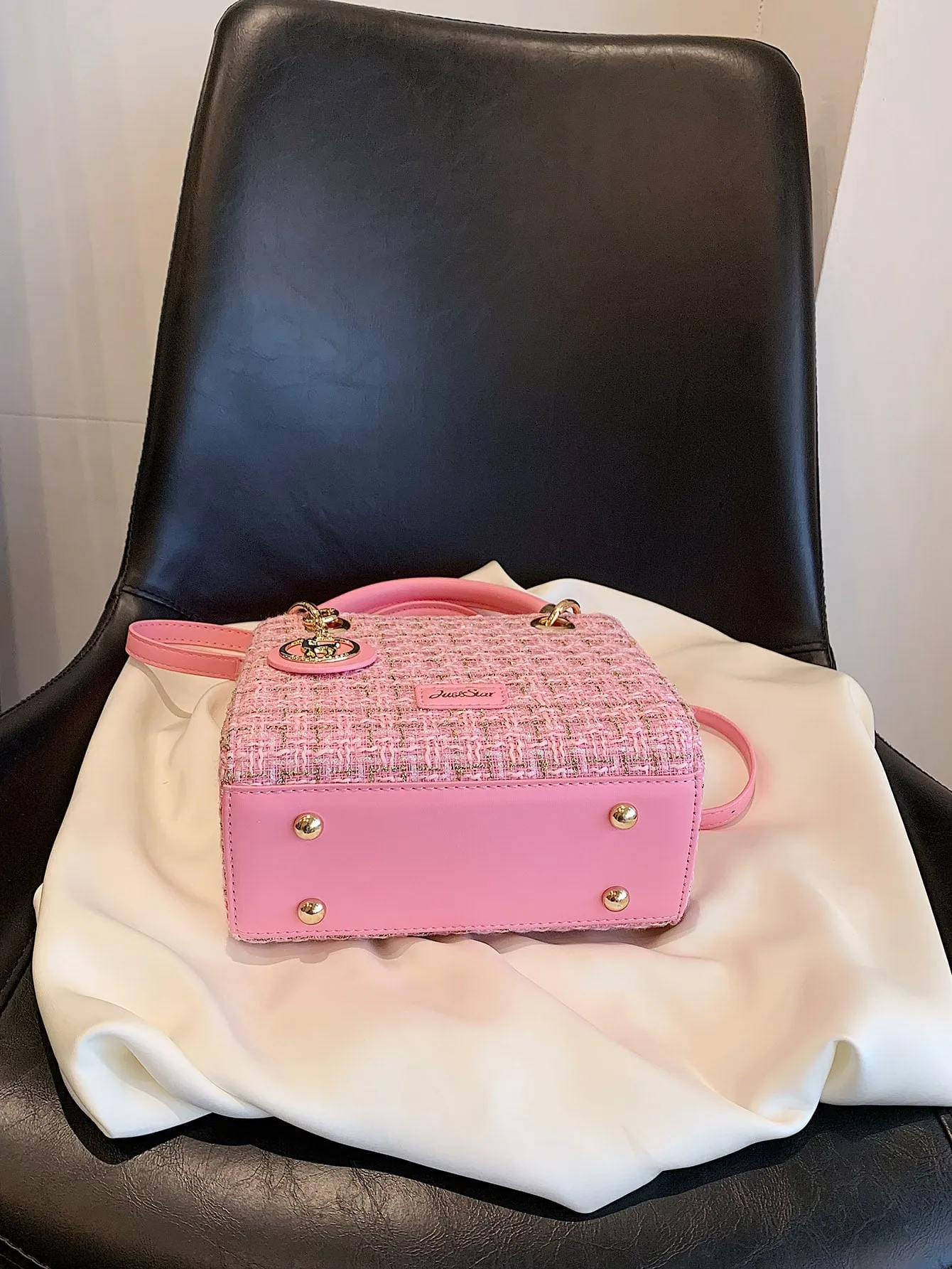 Mini Plaid Pattern Shoulder Bag - Pink