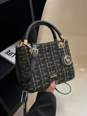 Mini Plaid Square Bag - Black