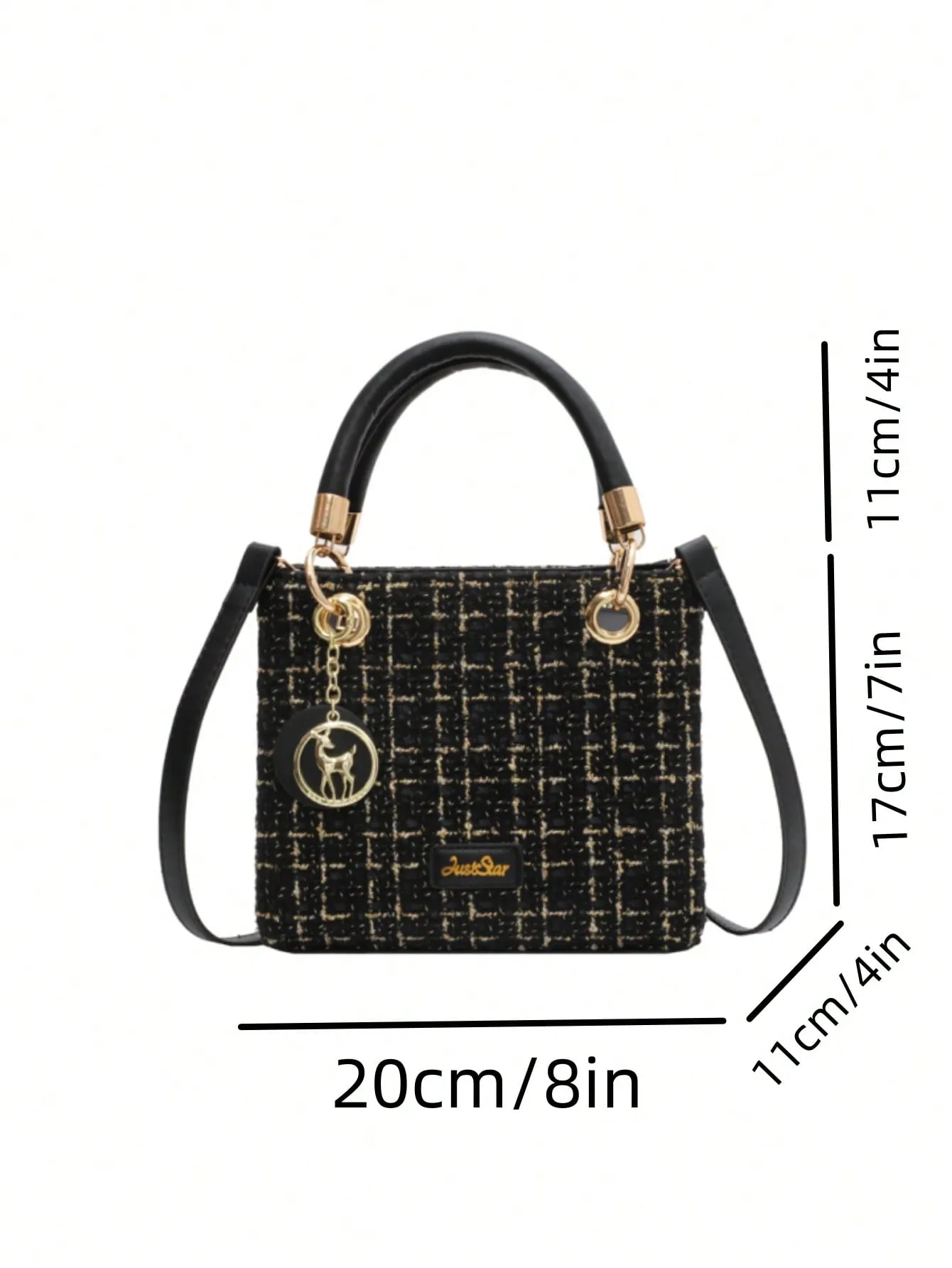 Mini Plaid Square Bag - Black