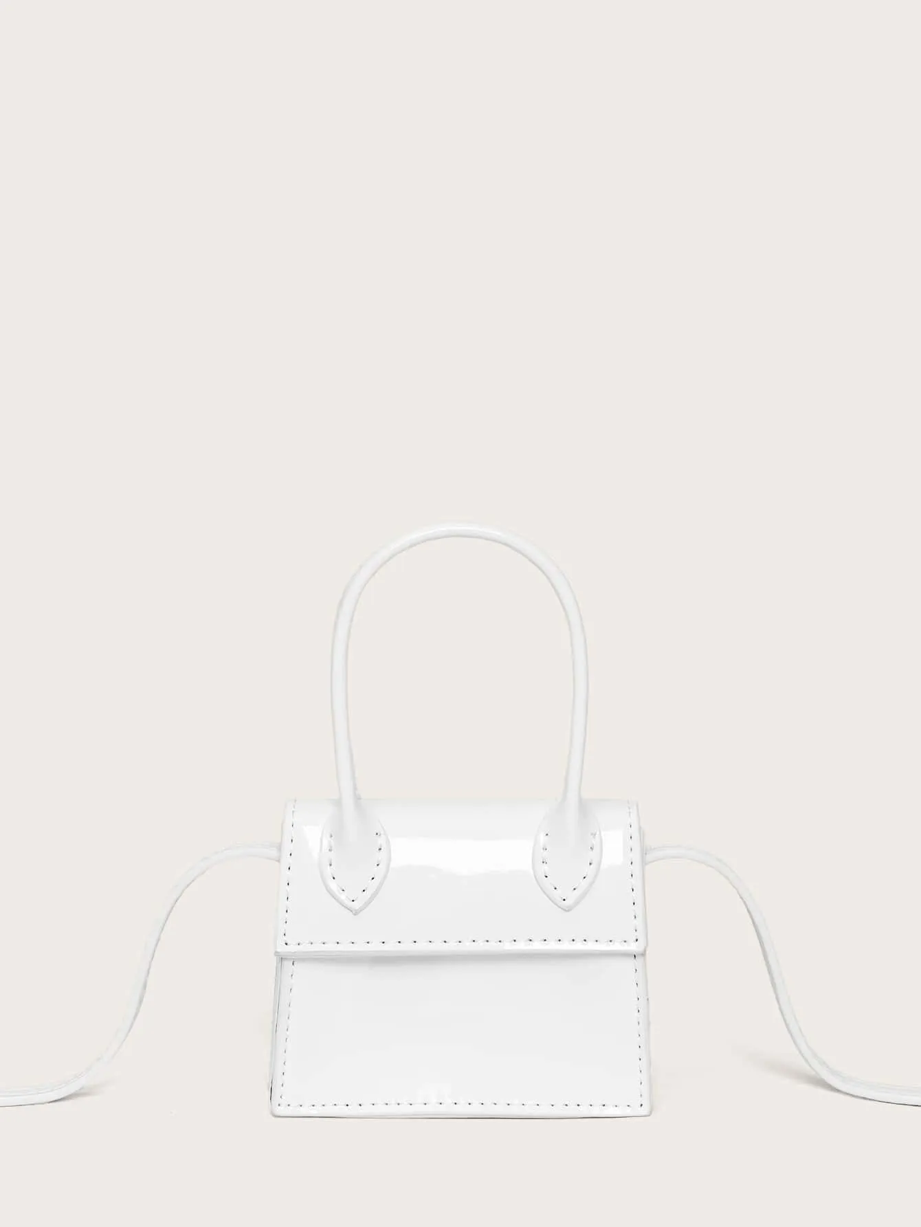Mini Top Handle Patent Satchel Bag - white