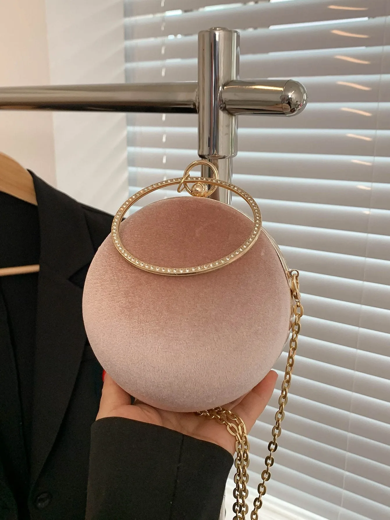 Mini Velvet Top Ring Circle Bag - Dusty Pink - FD ⚡