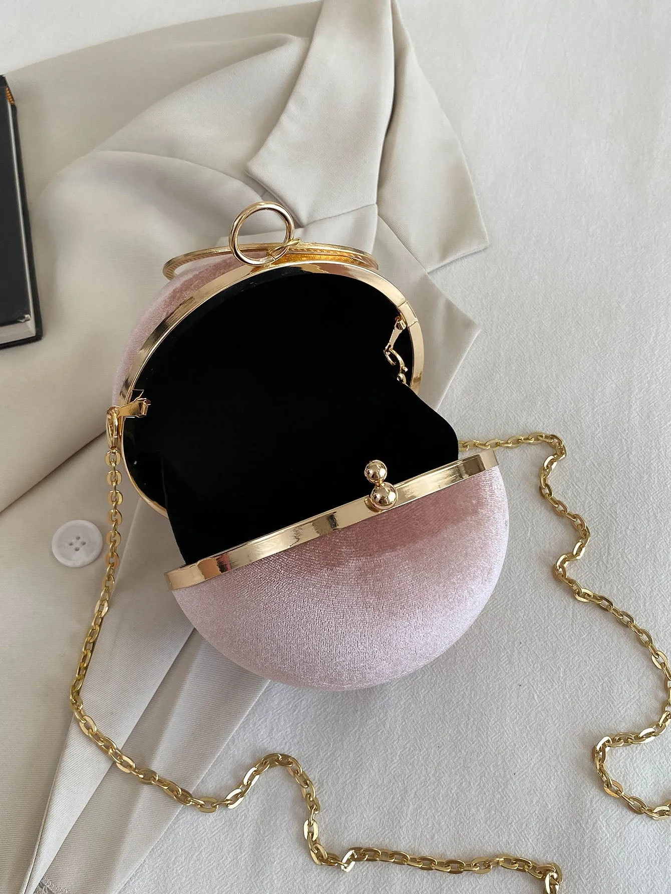 Mini Velvet Top Ring Circle Bag - Dusty Pink - FD ⚡