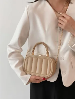 Minimalist Textured Box Bag - Khaki
