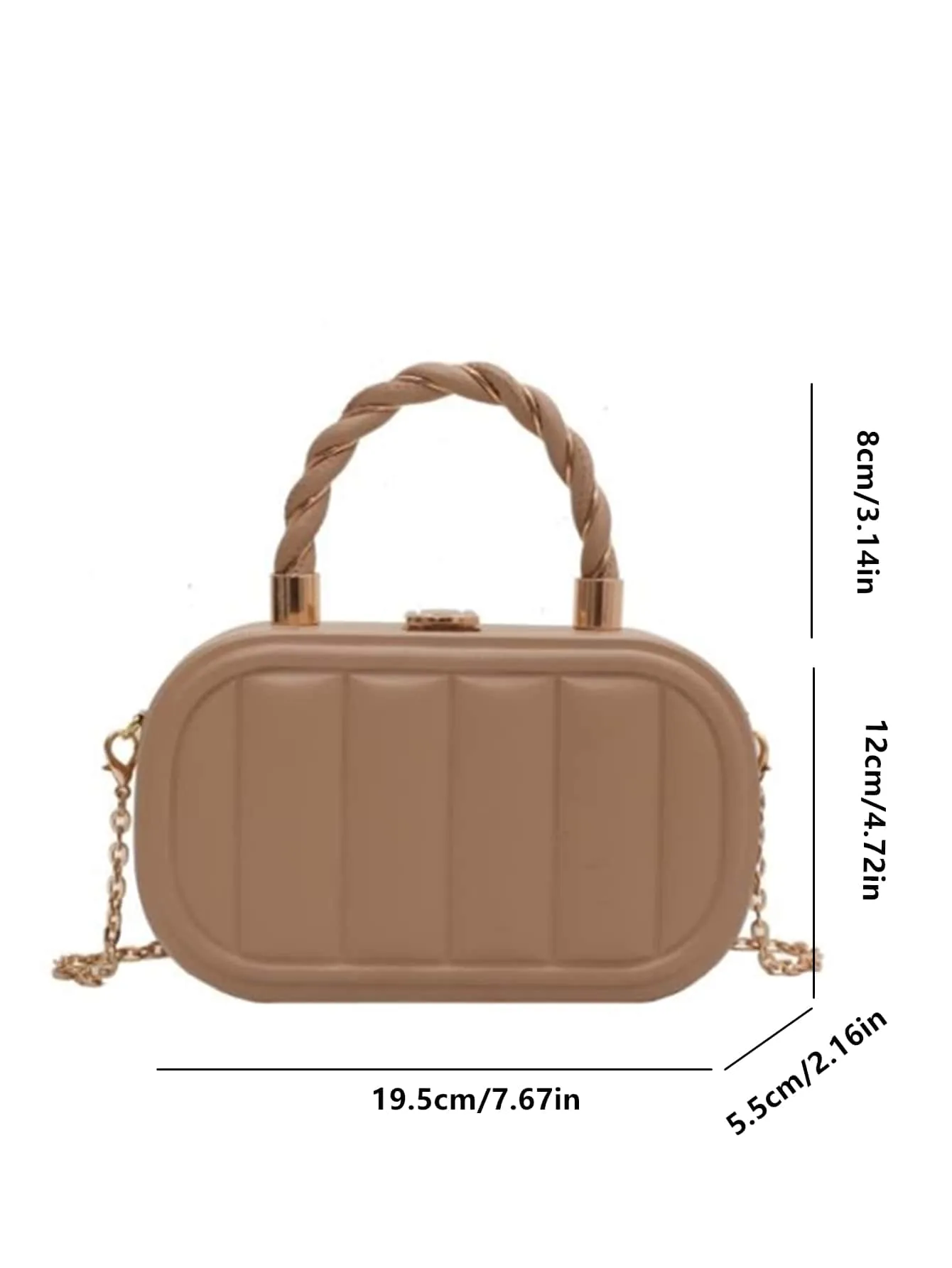 Minimalist Textured Box Bag - Khaki