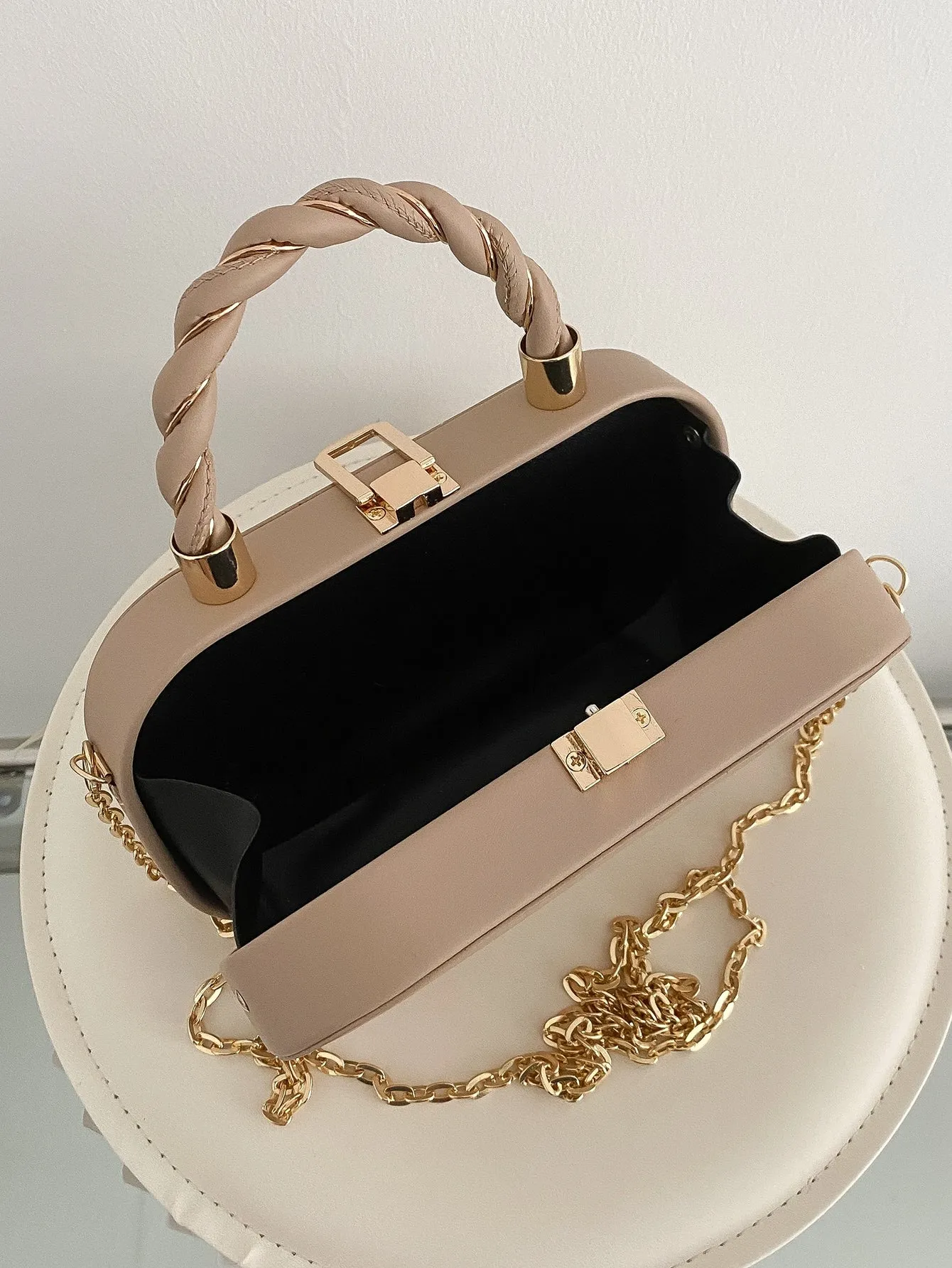 Minimalist Textured Box Bag - Khaki