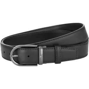 Montblanc 35mm belt horses horse Finish Rutenio Black Leather Adjustable size 128770