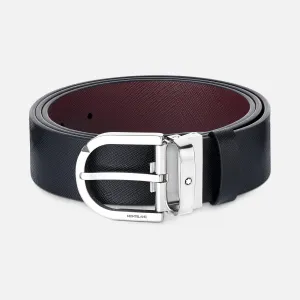 Montblanc 35mm belt horses horseshoe reversible leather black tailoring/must 131176