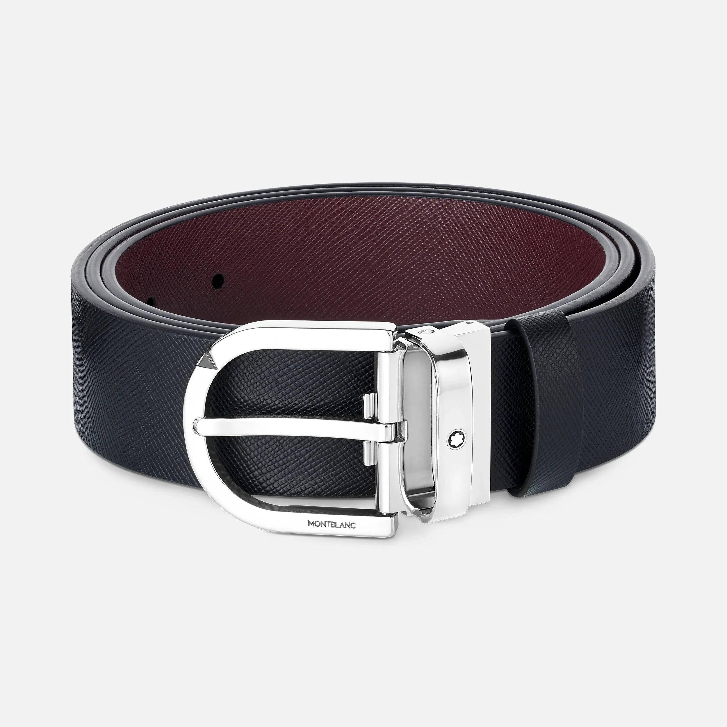 Montblanc 35mm belt horses horseshoe reversible leather black tailoring/must 131176