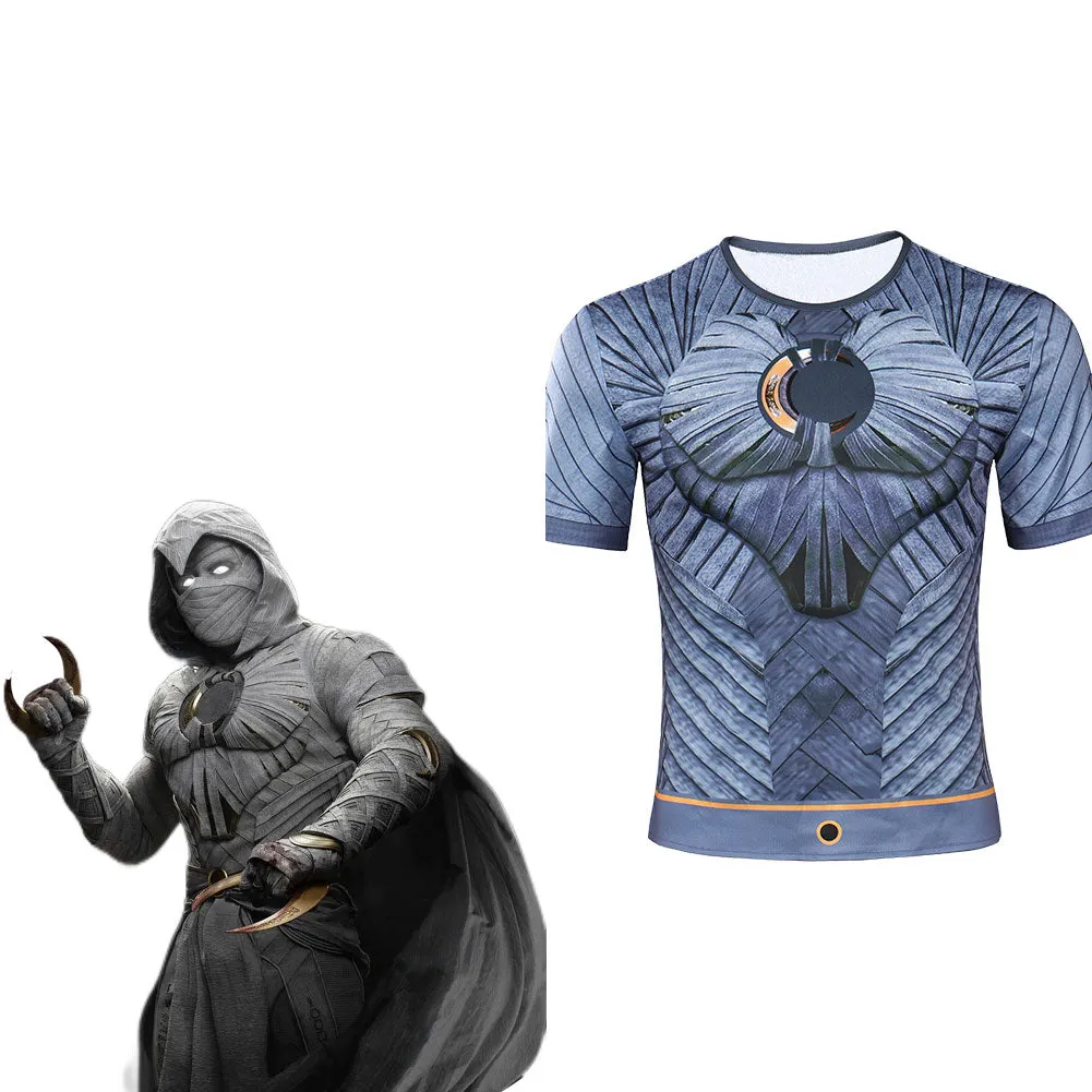 Moon Knight (2022) Marc Spector Cosplay T-shirt Costume Adult Summer Short Sleeve Shirt  Halloween Carnival Suit-cossky®