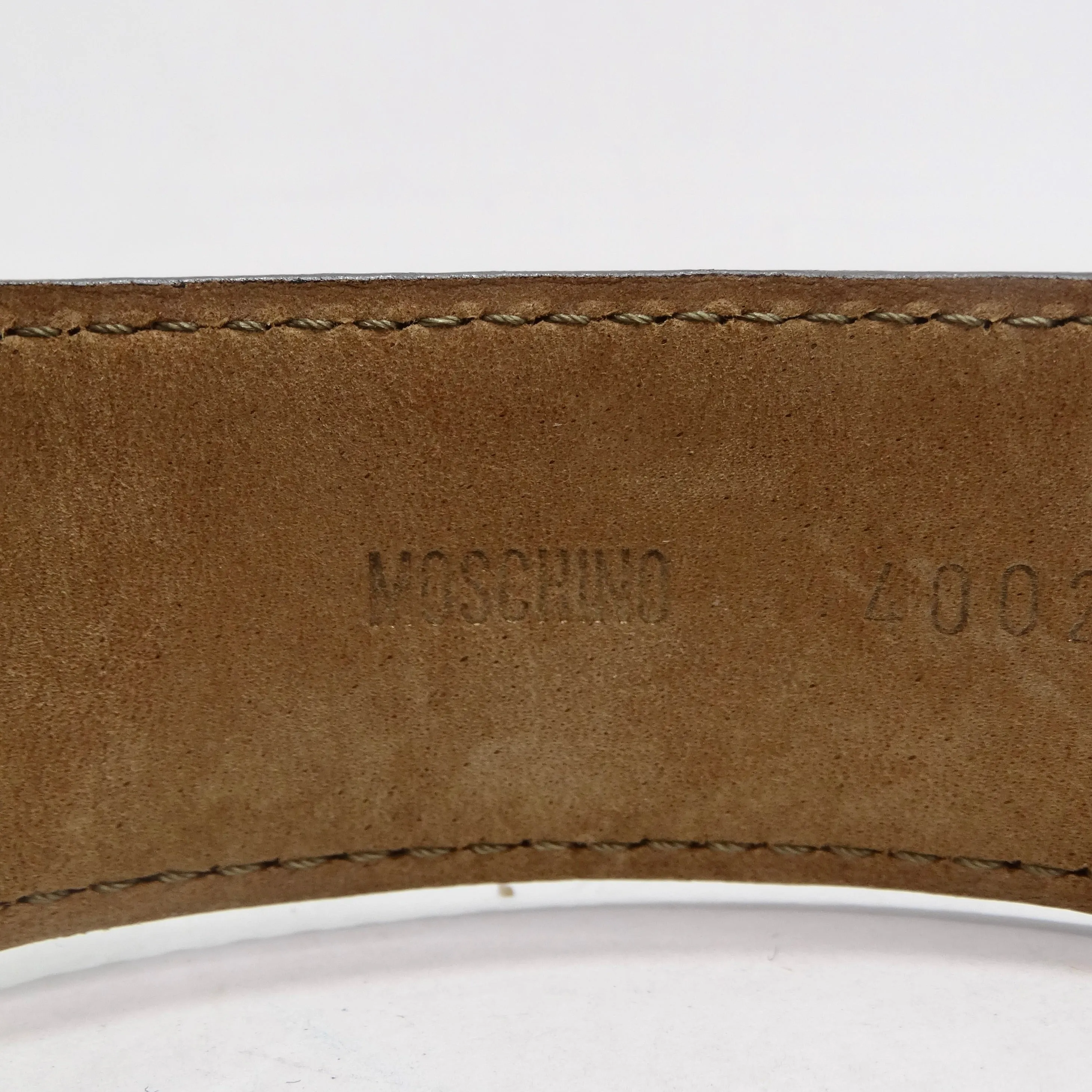 Moschino 1990s Gold Tone Logo Black Leather Belt