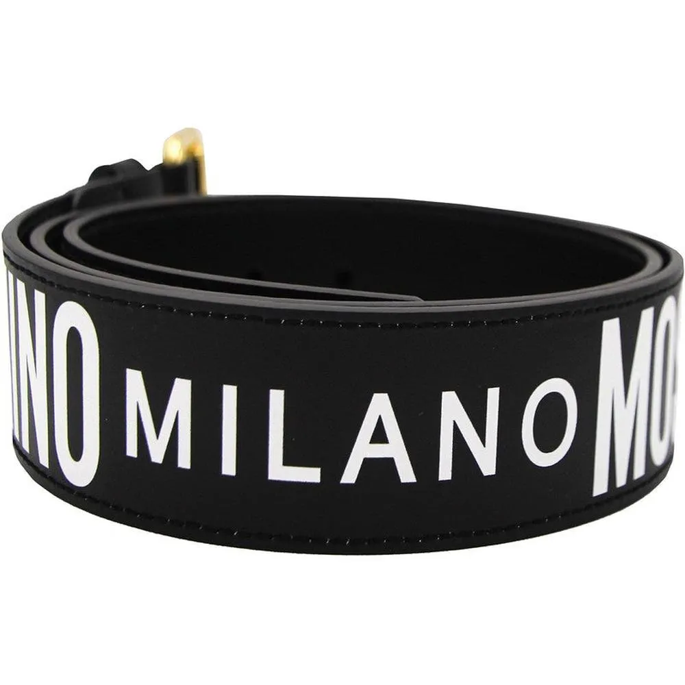 Moschino Couture Leather Belt With All Over Logo