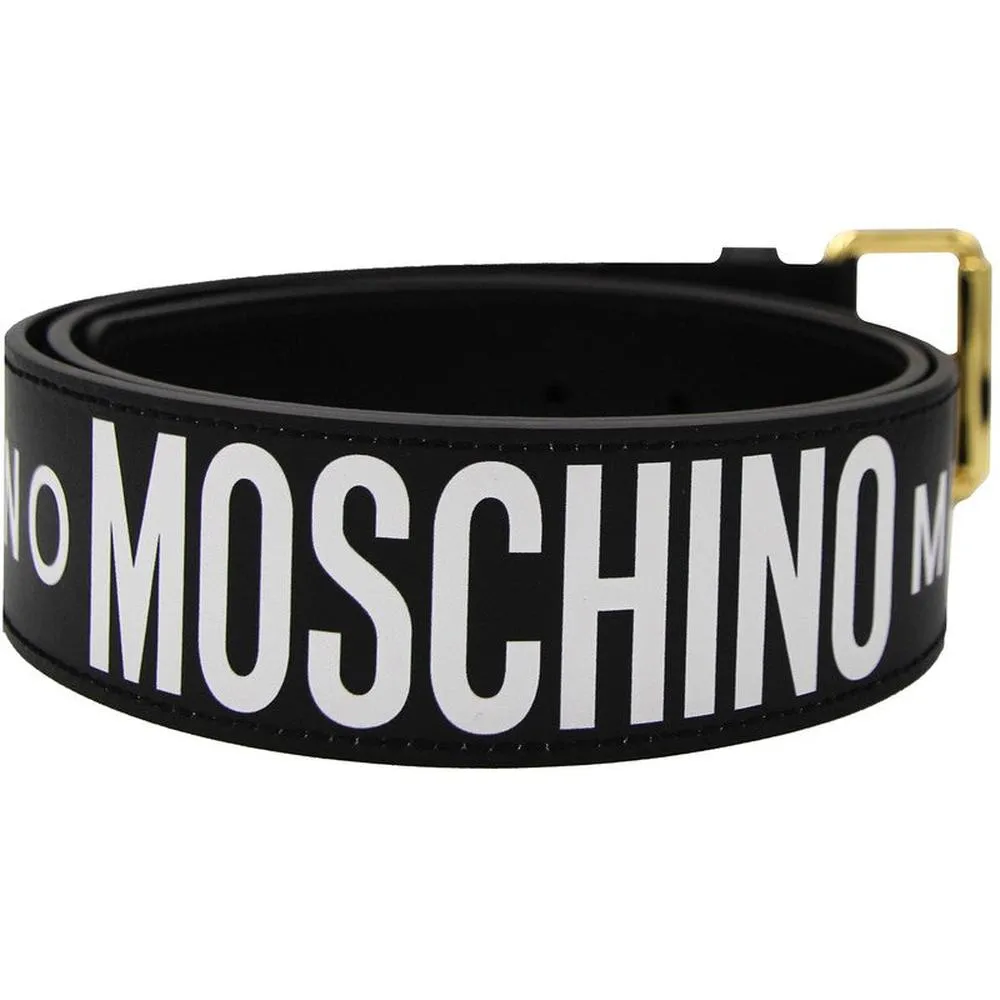 Moschino Couture Leather Belt With All Over Logo