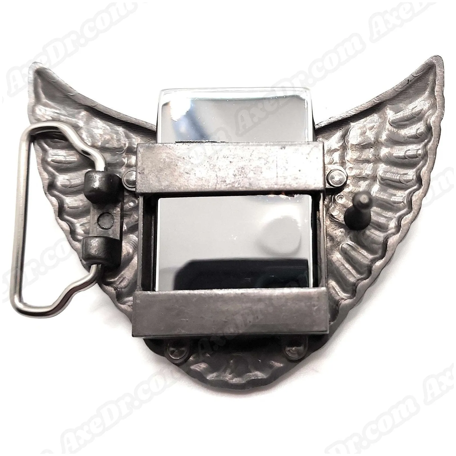 Motorcycle Skull with Wings Lighter Belt Buckle Men's Western Cowboy Hidden Stash