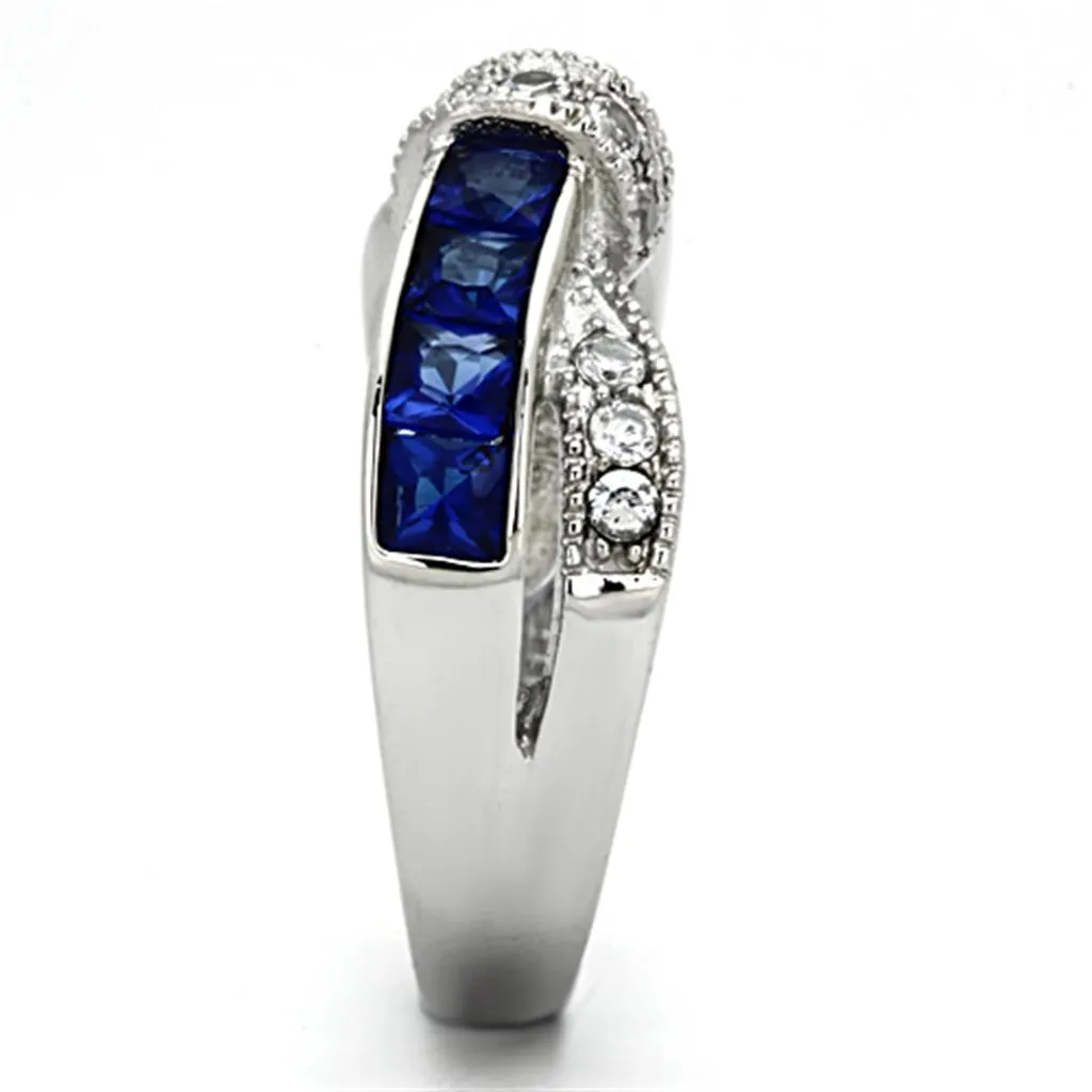 MT 2221 High polished Stainless Steel Ring Crystals in Montana Blue - February Birthstone